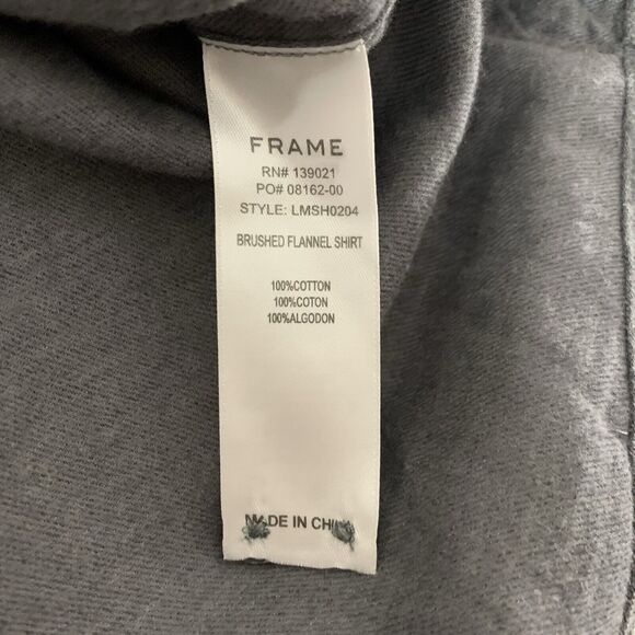 NWT FRAME Brushed Flannel Shirt Men XL Gray Button Up Soft Classic Cabincore - Picture 5 of 8